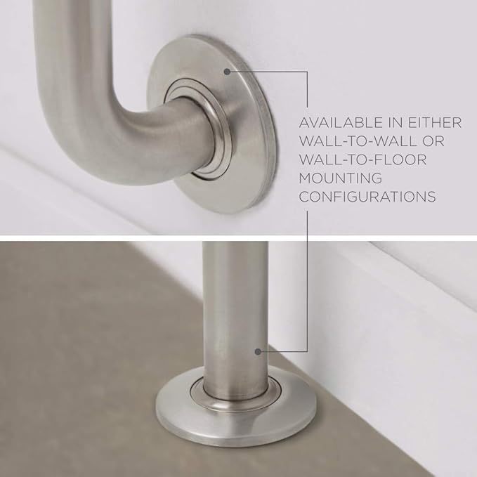 Seachrome Bathroom Grab Bar, Wall to Wall Stainless Steel Swing Away Grab Bar, 1 1/4-Inch Diameter, Handicap Grab Bar, Safety Rail, Polished Stainless (Model: GW-4236-Q-PS)
