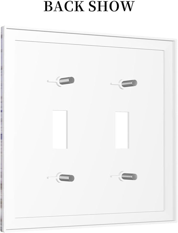Light Switch Cover Purple Rose Flower Rustic Wood Plank 2 Gang Wall Plate Double Light Switch Plate Toggle Decorative Outlet Covers Electrical Switchplate for Farmhouse Bathroom Decor