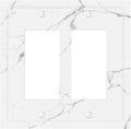 Luxurious White Marble Abstract Print Decorative Outlet Covers 2 Gang Double GFCI Rocker Electrical Wall Panels Light Switch Cover Plate for Bathroom Kitchen Bedroom Decor