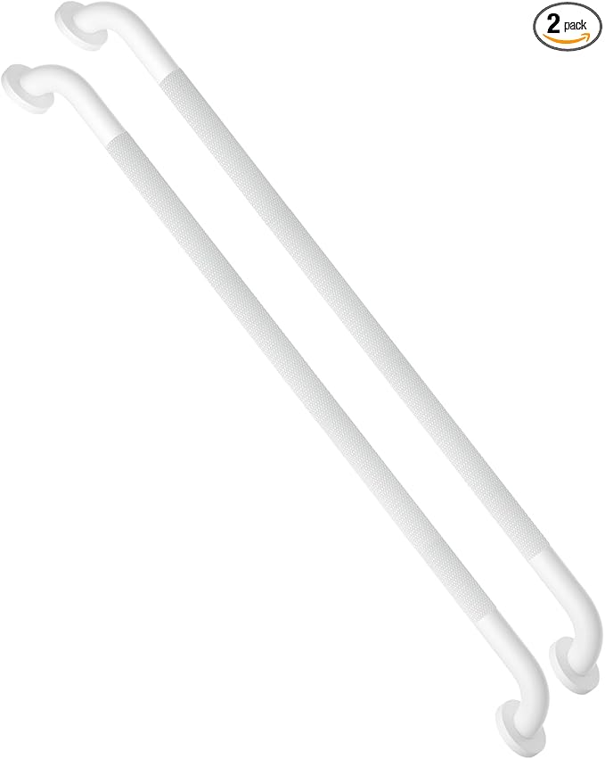 2 Pack 36 Inch Anti Slip Shower Grab Bar Oil Rubbed White 1.25" Diameter,Munzong Bathroom Grab Bar, Knurled Bathroom Balance Bar,Safety Hand Rail Support Handicap Elderly Senior Assist Bath Handle