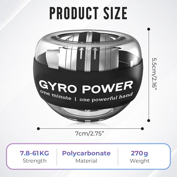 Wrist Ball Hand Exerciser, Auto-Start Torque Ball with LCD Counter, Ball Wrist & Forearm Strengthener, Adjustable Resistance Grip Trainer with LED Lights