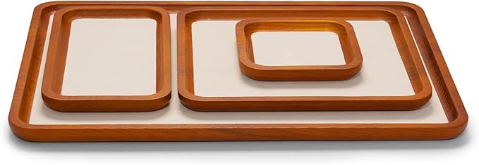 Oirlv Solid Wood Jewelry Tray Jewelry Display Holder Showcase Watch Display Organizer (Medium, Creamy-white)