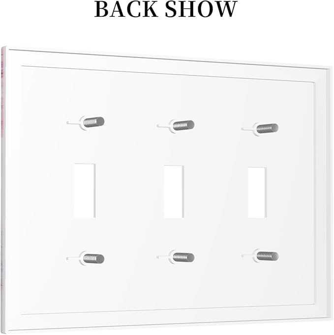 Decorative Switch Plates Pink Marble Abstract Purple Gold Texture 3 Gang Wall Plate Triple Toggle Light Switch Cover Faceplate Electrical Wall Panels for Bathroom living Room Decor