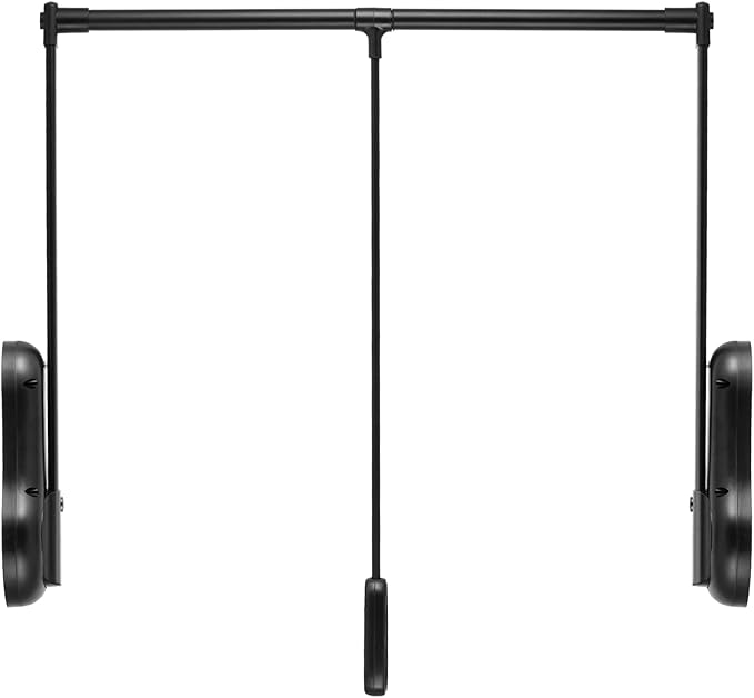 YJINGRUI Pull Down Closet Rod, 120° Pull-down Wardrobe Hanger with Lift Damping System, 55lb Adjustable Clothing Rack for Cloakroom/Bedroom/Balcony (33.4"-45.3")