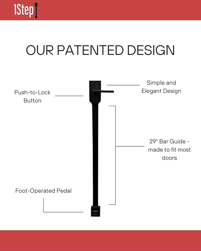 1Step Foot-Operated Door Opener for Latched Doors, Hands-Free, Convenient, Elegant Design, Lockable Door Handle - 1-Sided (Bathrooms and Offices)