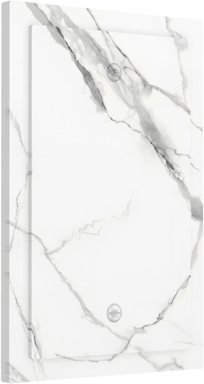 White Marble Abstract Luxurious Print Light Switch Cover Plate 1 Gang No Device Blank Electrical Wall Plates Faceplate Decorative Switch Plate Covers for Bathroom Kitchen Home Decor
