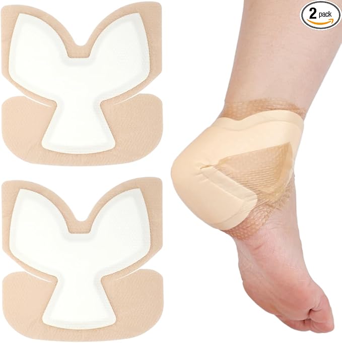 Heel Bordered Silicone Foam Dressing Waterproof Adhesive Sacral Bandages with Absorbent Padding for Elbow Wrist Foot Pressure Bed Sore Hip Knee Replacement Surgery 8.26"x8.26" 2 Pack