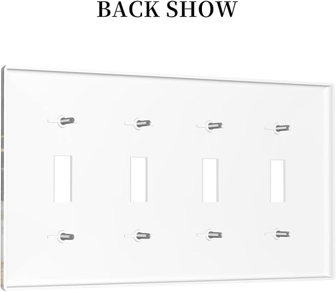 Decorative Switch Plate Covers Black Gold Marble 4 Gang Light Switch Cover Plate Quad Toggle Wall Plate Light Switch Covers for Country Bathroom Bedroom Decor