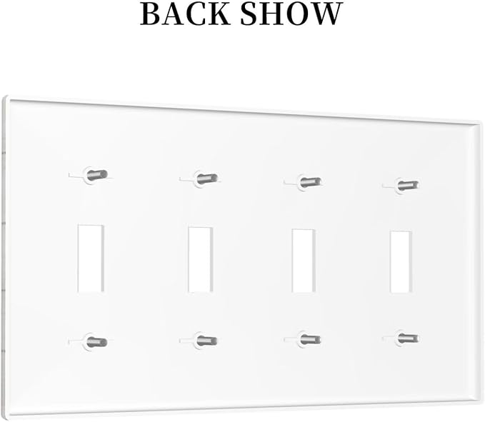 Light Switch Cover Watercolor Modern Flower 4 Gang Switch Plate Quad Toggle Wall Plates Floral Plant Wood Decorative Switchplate Electrical Outlet Cover Plates for Farmhouse Bathroom Decor