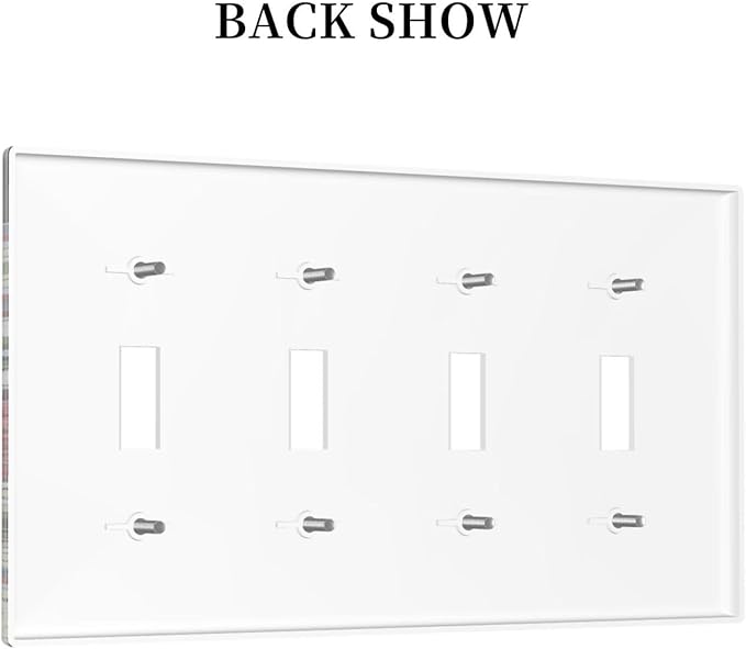 Light Switch Covers Talavera Tile Decal Quad Toggle Electrical Faceplate 4 Gang Wall Plate Decorative Switch Plates for Bedroom Bathroom Decor
