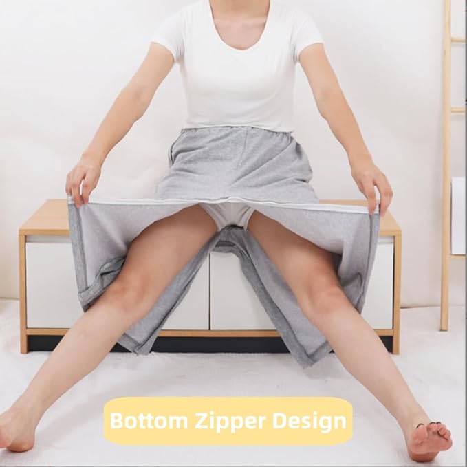 WEEOATAR Bedridden Patient Clothing,Full Open Post Surgery Pants,Patient Care Trousers,Disability Clothing with Zippers for Easy Access,Post-op Pants Suit for Fracture,Disable,Elderly(Grey,XL)
