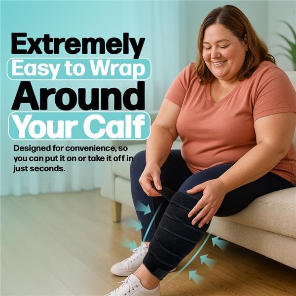 Beltwell® Adjustable Calf Compression Wrap for Swelling, Edema, Lipedema – Easy Leg Compression Sleeve for Circulation, Heaviness, Pain Relief – Ideal Lymphedema Leg Wrap