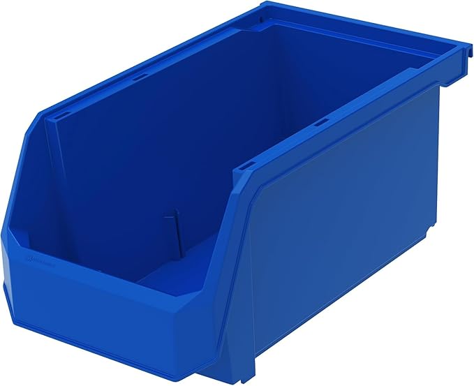 ReadySpace Plastic Containers for Organizing and Storage Bins for Closet, Kitchen, Office, Garage or Pantry Organization, Stackable Bins, Large (14.8" x 8" x 7"), 6-Pack, Blue