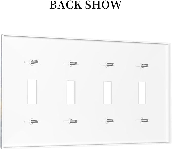 Decorative Switch Plate Covers Gold Dark Blue Gilt Haze Marble 4 Gang Light Switch Cover Plate Quad Toggle Wall Plate Dimmer Faceplate S for Bathroom Decor