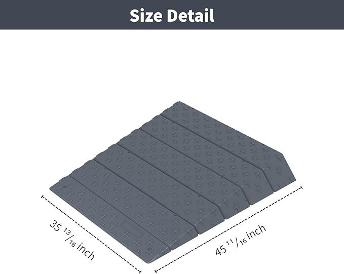 Plastic Slip-Resistant Modular Threshold Ramp - Universal Access Ramp for Wheelchairs, Scooters, Walkers & Safe Pedestrian Passage (6 inch)