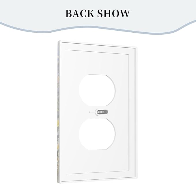 Outlet Covers Purple Flower Butterfly Yellow Daisy Decorative 1 Gang Duplex Light Switch Cover Plate Receptacle Wall Plate Electrical Switch Plate Covers for Bathroom Decor