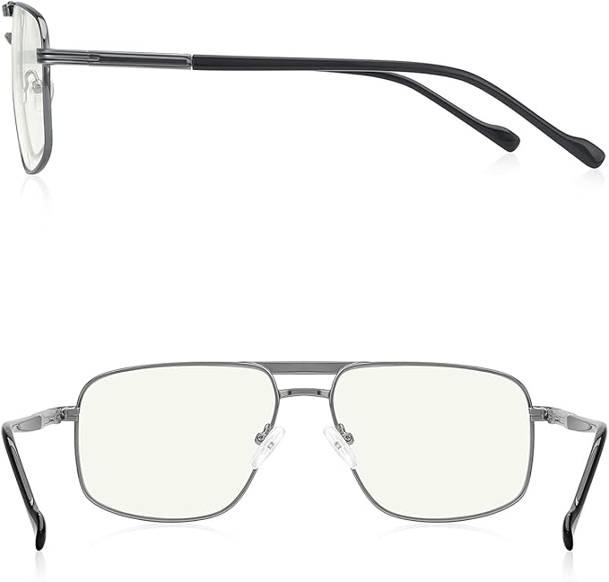 Reading Glasses for Men Square Double Bridge Blue Light Blocking Computer Readers