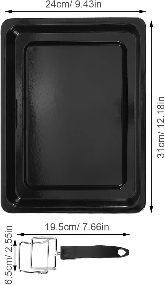 1 Set Baking Pan and Oven Tray Extractor - Air Fryer Convection Toaster Tray Handle Oven Rack Pull Tool Grills Clip - Black