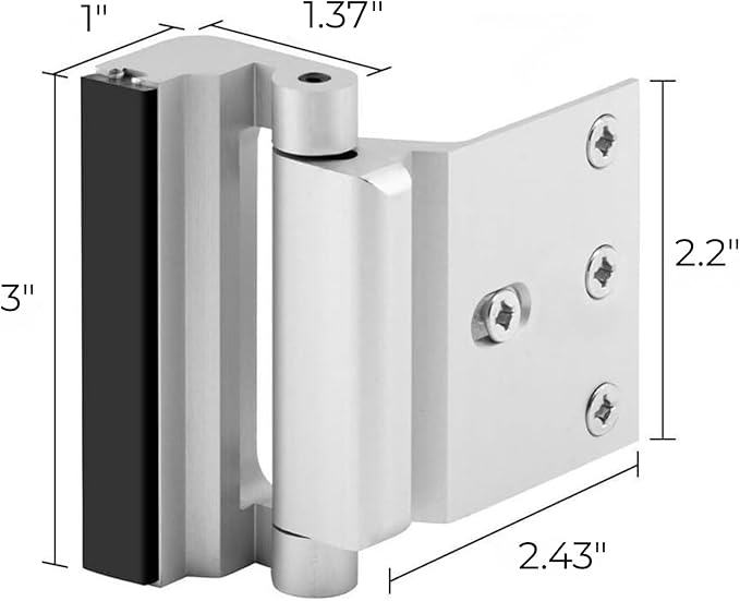 Door Reinforcement Lock - Home Security Child Proof Door Lock withstands 800 lbs, for Inward Swinging Doors, Door Locks for Kids Safety, Prevents Unauthorized Entry, Home Defense, 3-Pack