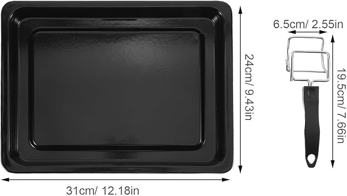 1 Set Baking Pan and Oven Tray Extractor - Air Fryer Convection Toaster Tray Handle Oven Rack Pull Tool Grills Clip - Black