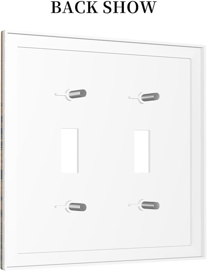 Decorative Light Switch Cover Plate Rustic Farmhouse Brown Board Pine Tree Wood Grain 2 Gang Switch Plate Covers Double Toggle Wall Plate Dual Device Faceplate for Bathroom Decor