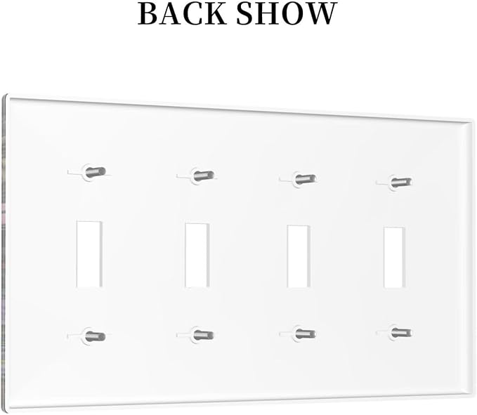 Decorative Switch Plate Covers Colorful Floral Dark Sky Wildflower Plants 4 Gang Light Switch Cover Plate Quad Toggle Wall Plate Light Switch Covers for Bathroom Decor