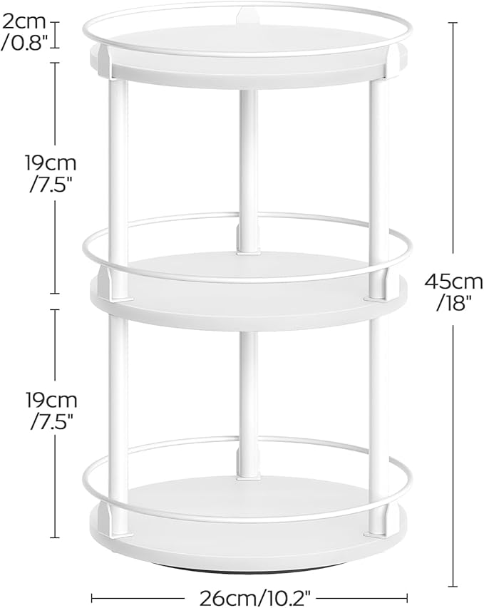 Spice Rack, Set of 2 Lazy Susan Organizer, 3-Tier Turntable Organizer For Cabinet, Compact and Versatile, for Kitchen Countertop, White SR23L2WW
