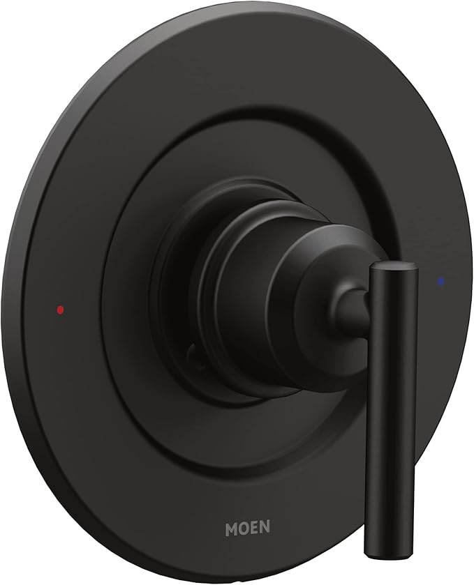 Moen Gibson Matte Black Pressure Balancing Modern Shower Lever Handle, Posi-Temp Valve Required, T2901BL