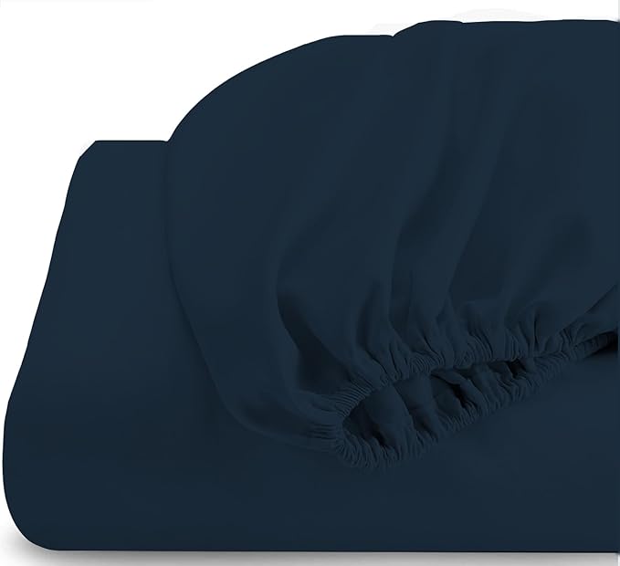 Top Split King Fitted Sheet Only for Adjustable beds, Split Down 39 inches from The Top, 600 Thread Count 100% Cotton Half Split Flex Head Fitted Sheet for Sleep Number Beds, Navy Blue