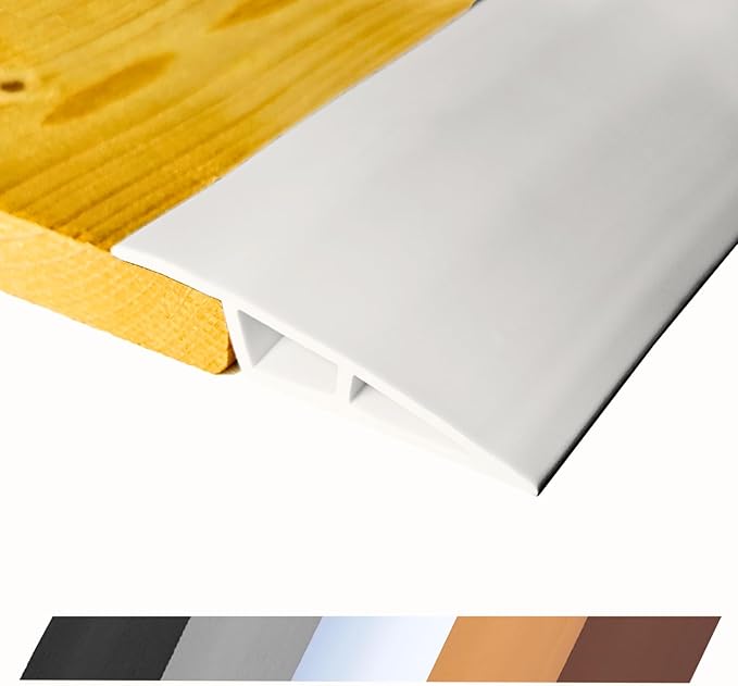 1/2" to 3/5" Height Threshold Ramp - Rubber Threshold, Floor Transition Strip, Wheelchair Ramp, Door Strip, Carpet to Tile Strip (White, 40 inches)