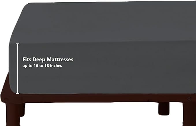 Top Split King Fitted Sheet Only for Adjustable beds, Split Down 34 inches from The Top, 600 Thread Count 100% Cotton Half Split Flex Head Fitted Sheet for Sleep Number Beds, Dark Grey