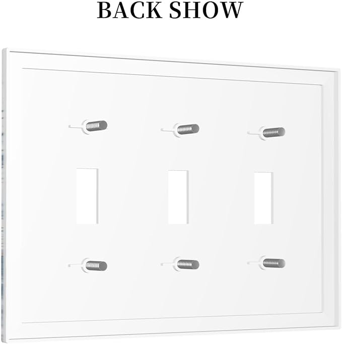 Decorative Switch Plates Ocean Coral Seahorse Seashell Starfish 3 Gang Wall Plate Triple Toggle Light Switch Cover Faceplate Electrical Wall Panels For Bathroom Home Decor