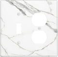 White Marble Abstract Luxurious Print Wallplates 1 Toggle 1 Duplex Switch Plate Electrical GFCI Faceplate Decorative Light Switch Covers for Bathroom Kitchen Home Decor