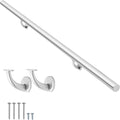 15FT Modern Aluminum Handrail Set, handrails for Indoor Stairs,Deck,Slope, Wall Mounted Staircase handrails, Zink Alloy Brackets Included,Rust Free. (Anodized Silver, 15 FT)