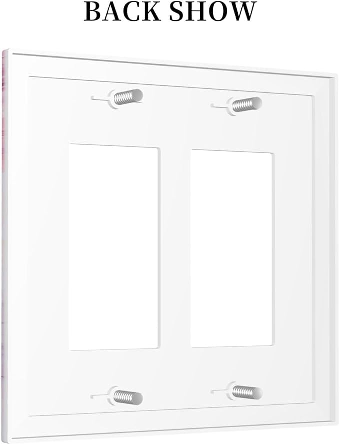 Decorative Outlet Covers Pink Marble Abstract Purple Gold Texture 2 Gang Double GFCI Rocker Electrical Wall Panels Light Switch Cover Plate for Bathroom living Room Decor