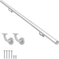9FT Modern Aluminum Handrail Set, handrails for Indoor Stairs,Deck,Slope, Wall Mounted Staircase handrails, Zink Alloy Brackets Included,Rust Free. (Anodized Silver, 9 FT)