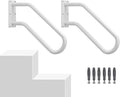 Hand Rails for Outdoor 1-2 Steps, Indoor Stairs, Bathroom, Wall Mount Non-Slip U-Shape Stair Hand Railing White 2 Pack