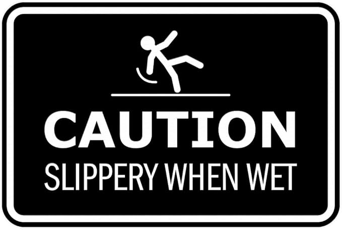 Signs ByLITA Classic Framed Caution: Slippery When Wet Door or Wall Sign Easy Installation | Health And Safety | Building And Warning Sign (Black) - Large