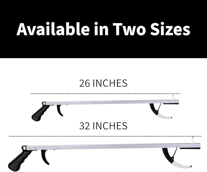 Extra Long Easy Grip Reacher Grabber Tool for Reaching 32 inch Light Weight Picker Upper Stick with Pull Trigger Handgrip, Hook and Magnetic Tip for Post Surgery, Seniors, Cleaning Trash (2)