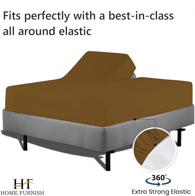 Top Split Queen Fitted Sheet Only for Adjustable beds, Split Down 28 inches from The Top, 600 Thread Count 100% Cotton Half Split Flex Head Fitted Sheet for Sleep Number Beds, Taupe