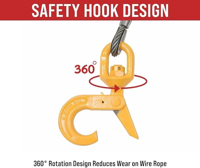 Mytee Products 1 Pack 3/8" x 50' Swaged Winch Cable Wire w/Self Locking Swivel Hook - 20,400 lbs Ultimate BS & 1 Pack Side Puller Recovery Tool for Vehicle Towing & Angled Winching - 9,000 lbs WLL