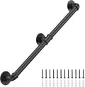 8FT Industrial Stair Railing Wall Mount Staircase Handrail φ1.3 Pipe Hand Rail for Steps Grab Bar Foot Rail Vintage Pipe Railing Black Deck Handrail for Outdoor Indoor Stairs Porch