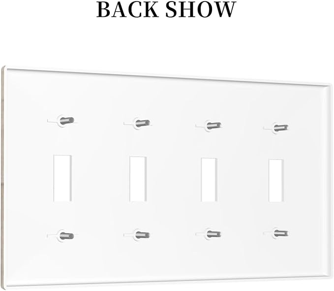 Rustic Brown Wood Splicing Vintage Dark Oak Print Light Switch Covers Quad Toggle Electrical Faceplate 4 Gang Wall Plate Decorative Switch Plates Cover for Farmhouse Home Decor