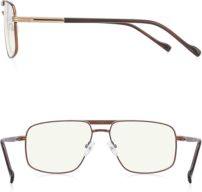 Reading Glasses for Men Square Double Bridge Blue Light Blocking Computer Readers