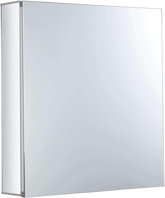 Fine Fixtures Bathroom Medicine Cabinet, Aluminum, Recessed/Surface Mount, 24" x 24", Right/Left Hinged, Mirrored Interior