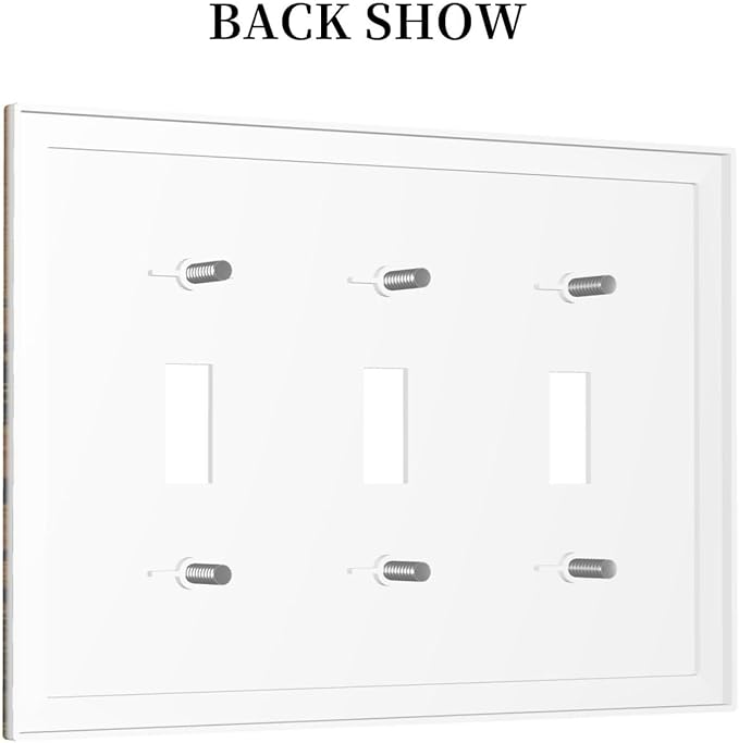 Decorative Switch Plate Covers Rustic Farmhouse Brown Board Pine Tree Wood Grain 3 Gang Light Switch Cover Plate Triple Toggle Wall Plate Light Switch Covers for Bathroom Decor