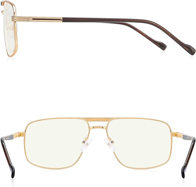 Reading Glasses for Men Square Double Bridge Blue Light Blocking Computer Readers