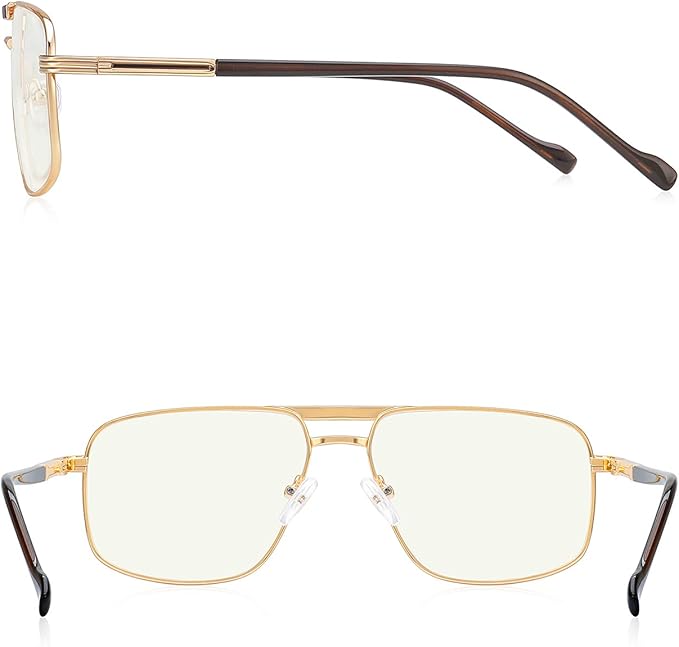 Reading Glasses for Men Square Double Bridge Blue Light Blocking Computer Readers