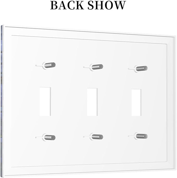 Decorative Switch Plates Vintage Colorful Flower Oil Painting Style 3 Gang Wall Plate Triple Toggle Light Switch Cover Faceplate Electrical Wall Panels for Bedroom Bathroom Decor