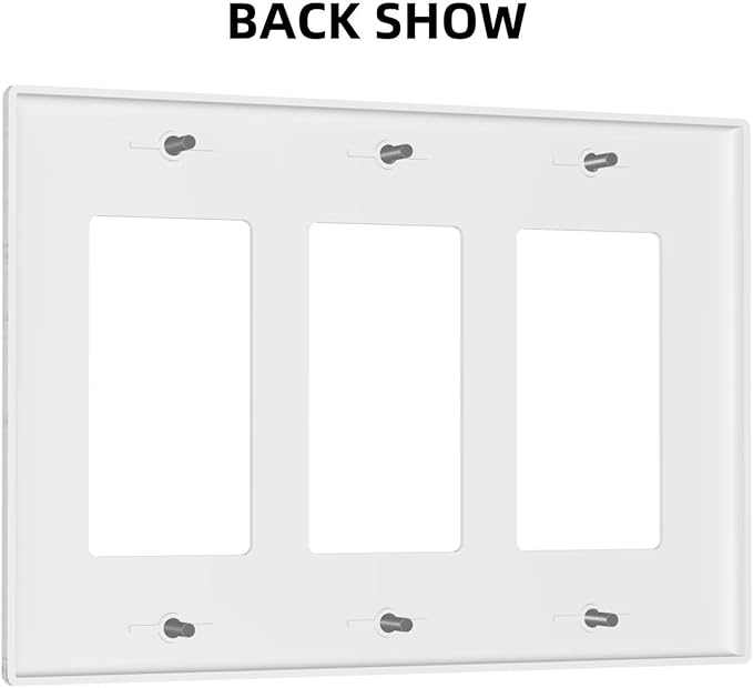 Light Switch Covers Vintage Grey White Wood Grain 3 Gang Rocker Electrical GFCI Decorative Triple Outlet Wall Plate Cover Switchplate for Farmhouse Bathroom Decor